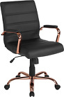 Whitney Mid-Back Swivel Leathersoft Desk Chair with Padded Seat and Armrests, Ad