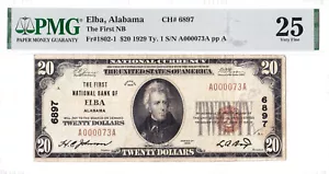 $20 1929 T1 National ELBA Alabama AL 🇺🇸 Mega Rare! PMG 25! Best Known! 🇺🇸 - Picture 1 of 2