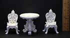 3-Pc LOT of White Resin "Stoneware" Garden Table & Chairs - Dollhouse Miniature
