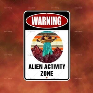 Warning Alien Activity Zone Home room wall art gift decor funny A2970 - Bild 1 von 1