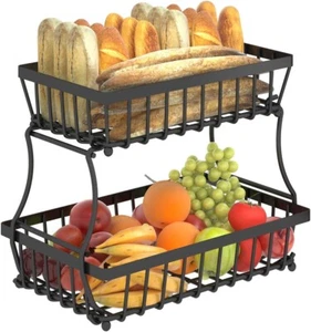 Cesta de Frutas de 2 Niveles Para Encimera de Cocina, Organizador de Metal - Imagen 1 de 6