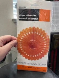 Orange Tissue Fan Hanging Party Decoration 16" New!!! - Picture 1 of 2