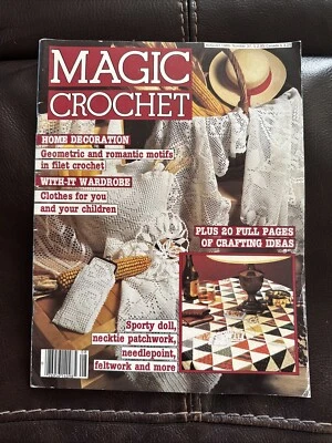 Magic Crochet # 37 Pattern Magazine August 1985 Thread Crochet Doilies Bedspread - Image 1 of 4