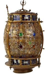 BEAUTIFUL ANTIQUE ISLAMIC TURKISH / PERSIAN LARGE LANTERN CHANDELIER CANDLE LAMP - Picture 1 of 3