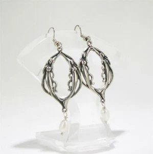 Pendientes de dúo sirena con perlas 4 opciones de colores ganchos colgantes de plata esterlina - Imagen 1 de 1