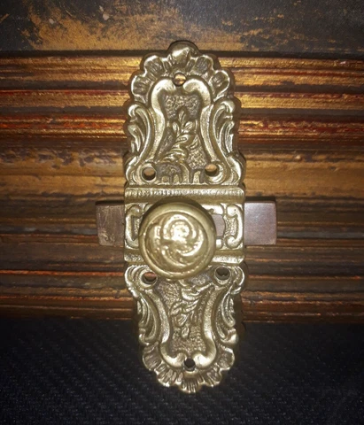 Vintage Bronze Brass Cabinet Door Latch Lock Cover