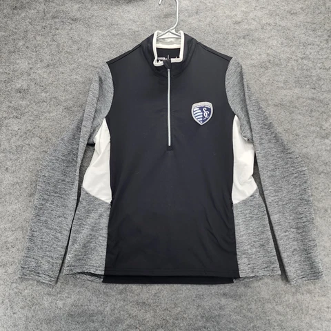 Sporting Kansas City Sweater Womens Large Antigua Black Half Zip MLS Soccer Cover