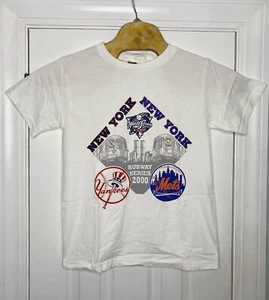 Vintage 2000 Subway Series New York Yankees Vs New York Mets Youth Shirt S - LESEN - Bild 1 von 5