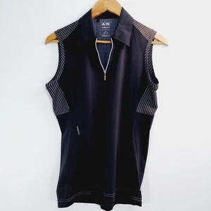 Adidas Climacool Top Womans Size M Black Sleeveless Top 1/4 Zip Tennis Golf - Picture 1 of 15