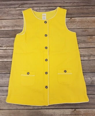 Gymboree Button Front Pique Top Sleeveless Pockets Girl Size 12 Yellow New - Image 1 of 4