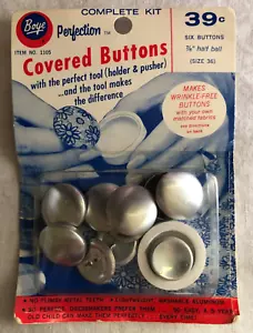 Set of 6 New Boye Cover Buttons Kit 7/8" wide w/ Tools Half Dome Metal - Picture 1 of 2
