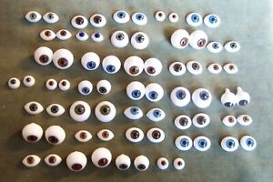 35 pairs ofglass eyes for dolls-.25" to .75"-mint-brn-blu-grn-good quality
