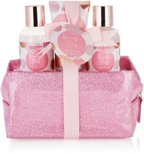 Badeset Sugar Rose in Rosa Glitzer Kosmetiktasche Beauty Geschenk Set für Frauen - Bild 1 von 8