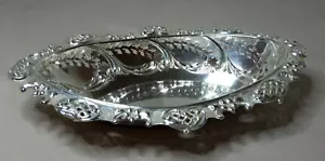 ANTIQUE ENGLISH STERLING SILVER PIERCED REPOUSSE BOWL DISH WILLIAM AITKEN 1902 - Picture 1 of 6