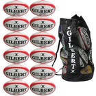 Gilbert G TR4000 Trainer Rugby Ball 12 Pack Red with Breathable Ball Bag
