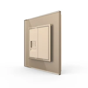 LIVOLO Telefondose Telefonbuchse mit Glasblende C7-1T-13 + VL-C7-SR-13 Gold - Zdjęcie 1 z 4
