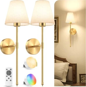 VOLISUN Battery Operated Wall Sconce Set of 2, Rechargeable Wall Lights - Picture 1 of 7