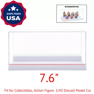 Custodia display acrilico trasparente US 7,6" L UV scatola perspex plastica base bianca antipolvere - Foto 1 di 12