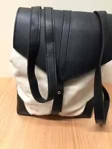 Deux Lux Off White Canvas and Black Mini Backpack.NEW - Picture 1 of 6
