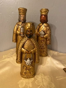 Vintage Norcrest 3er Set Komposit Pappmaché Wisemen 10,5" hoch F-109 Gold - Bild 1 von 7