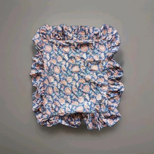 Vintage Ralph Lauren Jardin blau Blumen Blockprint Überwurf Kissen Reißverschluss Bezug - Bild 1 von 6