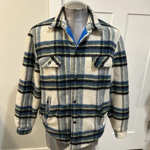 Vintage 60’s Penneys Towncraft Jacket Size L Long Plaid Wool Blend Lined - Picture 1 of 9