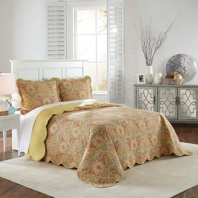 Ropa de cama reversible Waverly Swept Away moderna granja cachemira 3 piezas... Foto 1 de 4