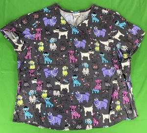 2XL Grey w/ Dogs Design Scrubstar Scrub Top - Picture 1 of 7