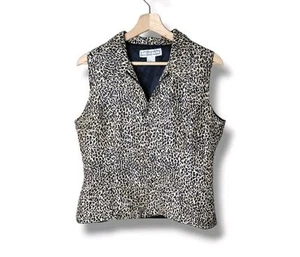 DressBarn Y2K Leopard Silk Vest Size M Sleeveless Statement Top Vtg - Picture 1 of 6
