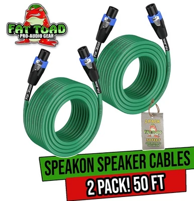 Cables Speakon to Speakon (paquete de 2) de FAT TOAD | Audio profesional de 50 pies Foto 1 de 4