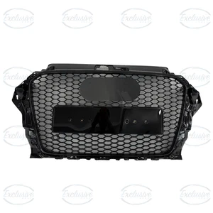 Passend für Audi 8V A3/S3 (2013-2016) Glanz Schwarz Waben RS3 Style Kühlergrill mit Emblem - Bild 1 von 6