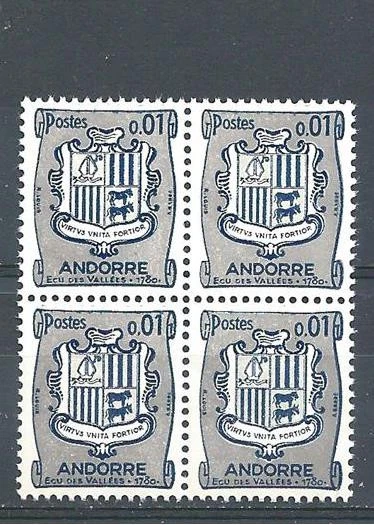 Andorra 1964 Sc# 161 Coat Arm (part of blue missing) French Andorre block 4 MNH - Image 1 of 1