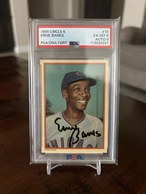 1985 Circle K Ernie Banks PSA 6 Auto/DNA PSA 9 Autographed 🔥💎 - Image 1 of 3