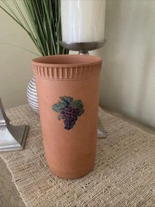 Vintage Terra Cotta Clay Wine Cooler Grapes Rustic Country 9” - Picture 1 of 6