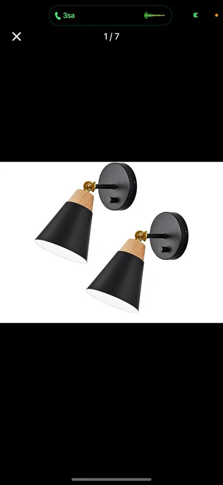 Juego de 2 Apliques de Pared, Aplique de Pared Lámpara de Iluminación con Pantalla de Metal, Giratorio S... Foto 1 de 4