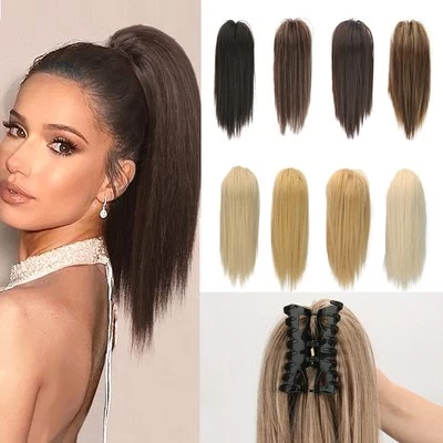 Extensiones de cabello cola de caballo alta con clip para garra, colas de caballo picantes para niña Foto 1 de 4