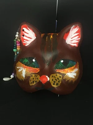 Therian Brown Tabby Cat Mask Halloween Costume Therian Gear Cosplay Eye Mesh - Image 1 of 4