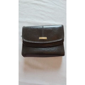 Schwarze Geldbörse Kunstleder kompakt Druckknopfverschluss ausklappbar - Bild 1 von 16