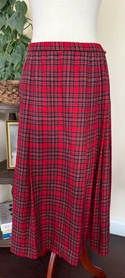 Falda midi de lana plisada a cuadros roja Pendleton talla 12 tartán pequeño Foto 1 de 4