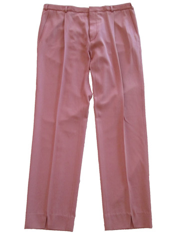pantalone uomo Bottega Veneta Italy rosa corallo aria bocchetta gamba lana seta 58