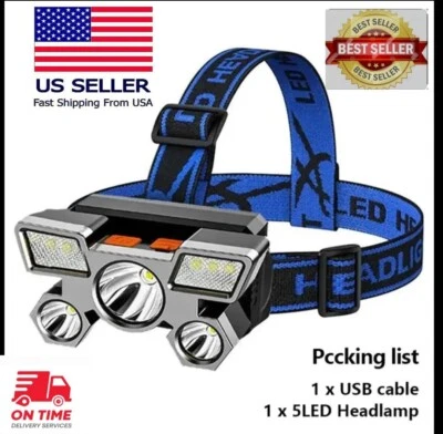 W1 5 LED Zoom фары USB перезаряжаемый супер яркий фонарь фонарик - Изображение 1 из 4