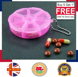 7 Days Weekly Pill Box - ROUND: Every Day Medicine Organiser /Dispenser Storage - Picture 1 of 1