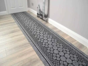 Grey Heavy Duty Rubber Back Kitchen Mats Long Hallway Rugs Hall Runner Anti Slip - Picture 1 of 1