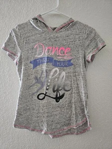 SO Gray Girls Shirt With Hood sz XL 14 Dance Thru Life - Picture 1 of 6