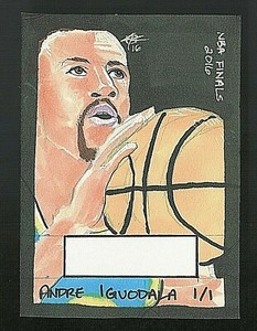 2016 ANDRE IGUODALA 1/1 PORTRAIT SKETCH CARD SIGNED ARTIST JON RADEMACHER =H334=