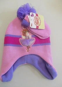 NWT Disney Fancy Nancy Toddler Girls Pink Hat and Mitten Set Purple Fleece Lined - Picture 1 of 2