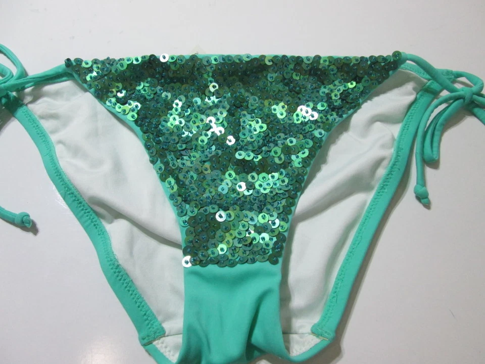 Victoria Secret Womens Size S Bikini Bottom Mint Cheeky Beaded Tie Side Swimwear - Image 1 of 4