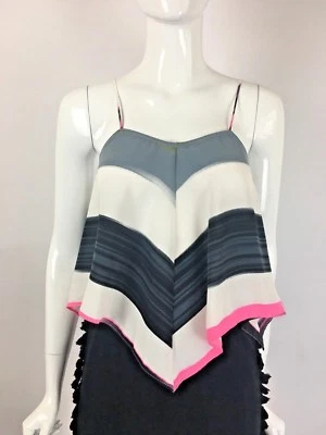 TBAGS LA 无袖条纹 V 领不对称衬衫背心多 S 美元148 — 第 1/2 张图片