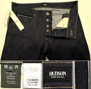 JEANS HUDSON BYRON NUOVO CON ETICHETTE CIMOSA DRITTA BUTTON FLY 98% COTONE MADE IN USA TG 32 - Foto 1 di 21