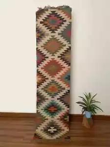 Vintage Kilim Rug aztec kilim Runner Wool Jute Rug Halloween Stair kilim rug - Picture 1 of 9